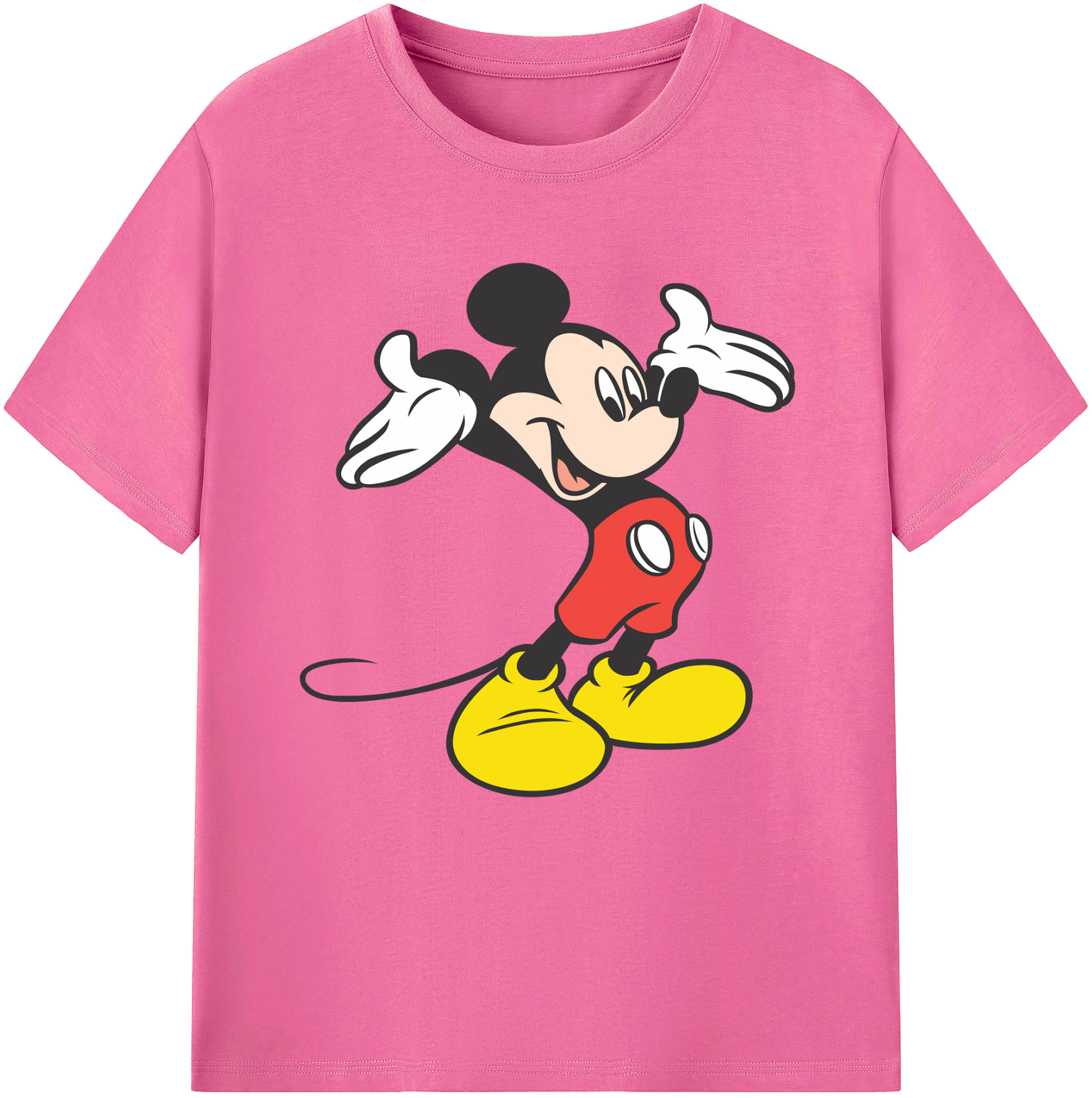 （画像用） ミッキーマウス Mickey Mouse レディースカジュアルプリントTシャツ（綿100％）